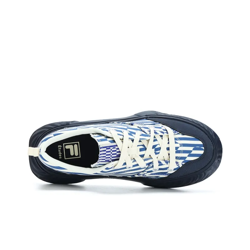 FILA Gear Anti Slip Wear Resistant Breathable Lightweight Low Top Canvas Shoes Men's Blue White-2
