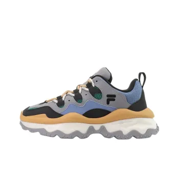 FILA FUSION QD96 Anti Slip Wear Resistant Low Top Chunky Sneakers Men's Mystic Gray Alpine Green