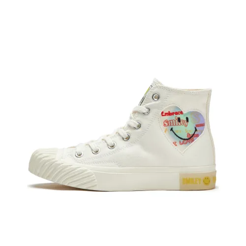 SMILEY Canvas Shoes Unisex High-Top Beige