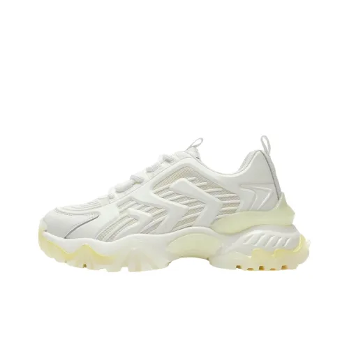 Acupuncture Chunky Sneakers Women's Low-Top White With Yellow Accents