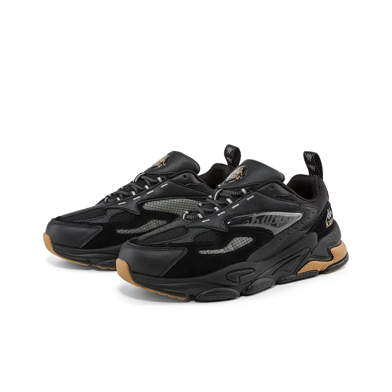 Kappa Cushioning Anti Slip And Wear Resistant Low Top Chunky Sneakers Unisex Black-3