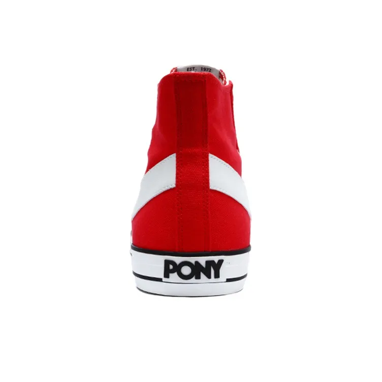 Pony Canvas Shoes Men High Top Red-4