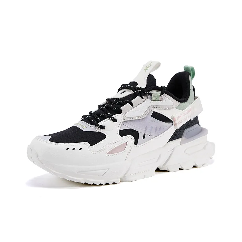 XTEP Shanhai Collection Chunky Sneakers Women's Low Top Black/White/Green-1