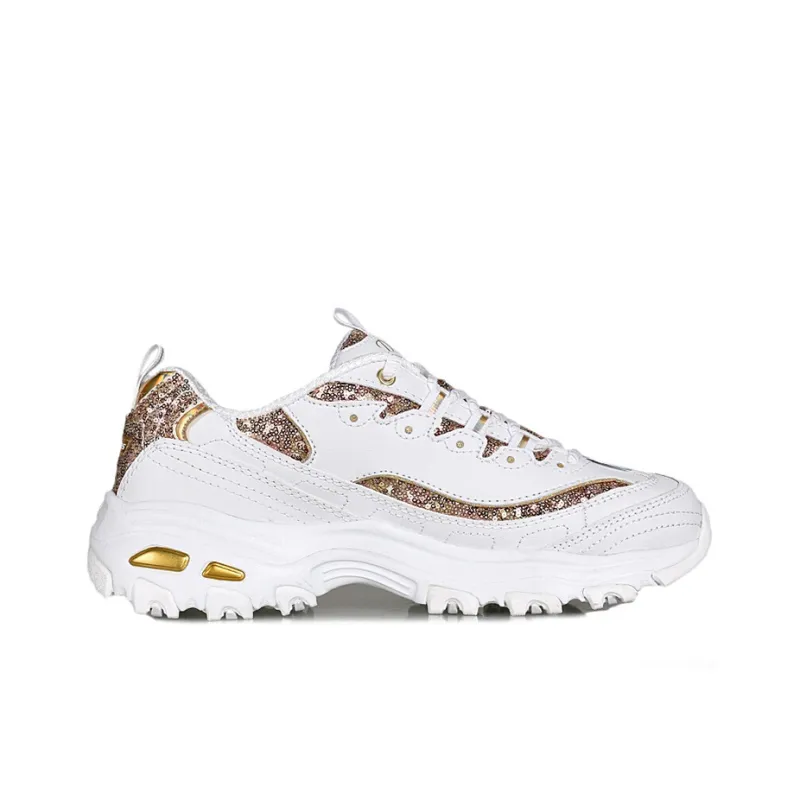 Skechers D'Lites Low Top Daddy Shoes White/Gold Women's-1