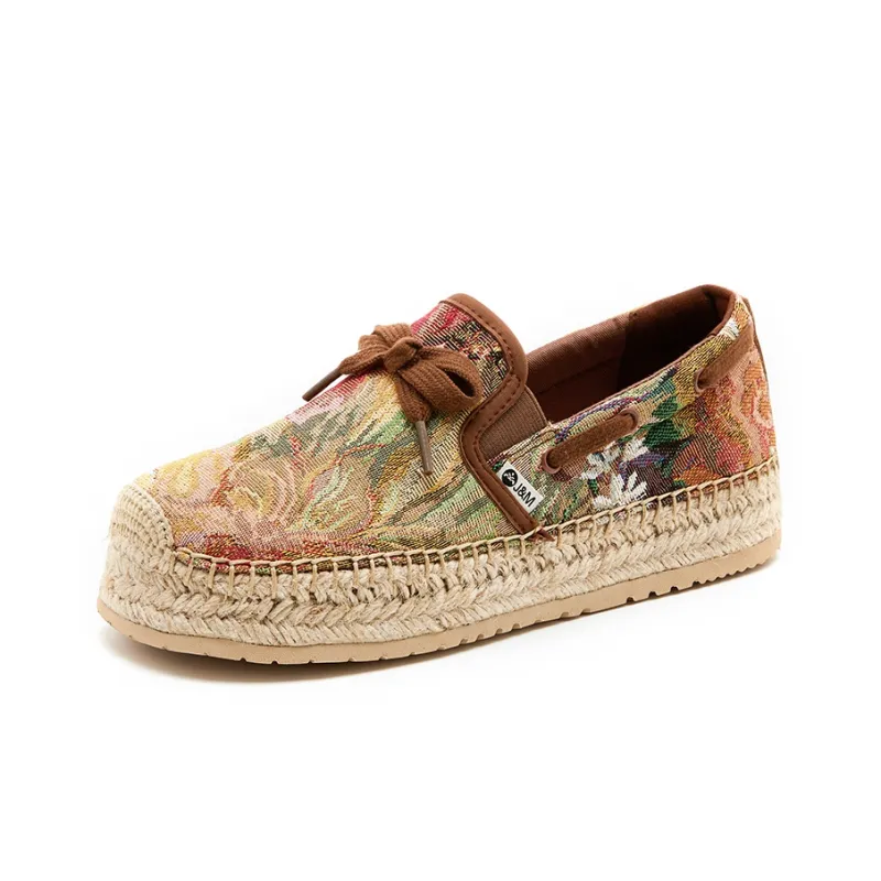 Joy&Mario Breathable Height Increasing Low Top Canvas Shoes Women's Brown-3
