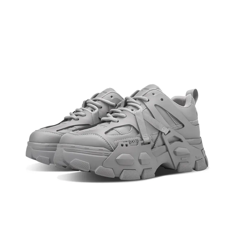 HART DAVIS Deconstructed Style Height Increasing Low Top Chunky Sneakers Unisex Gray-3