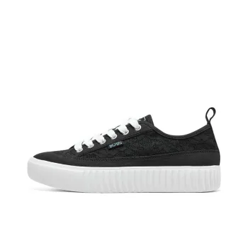 Skechers Royal Kiss Anti Slip Wear Resistant Lightweight Breathable Supportive Low Top Canvas Shoes Women's Black White