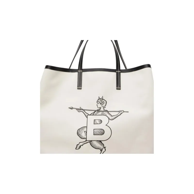 Burberry Fabric Tote Bag Shopping Bag Shoulder Bag Handbag Men's Ecru-1