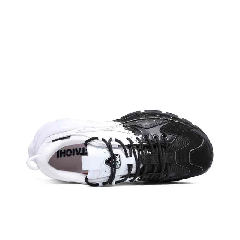 PEAK Taichi Journey 1st Generation Cushioning Slip Resistant And Abrasion Resistant Low Top Chunky Sneakers Black White-3