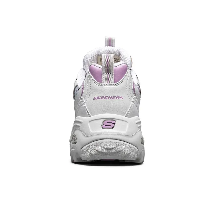 Skechers D'LITES 1.0 Cushioning Anti Slip Wear Resistant Breathability Low Top Chunky Sneakers Women's White Purple-3