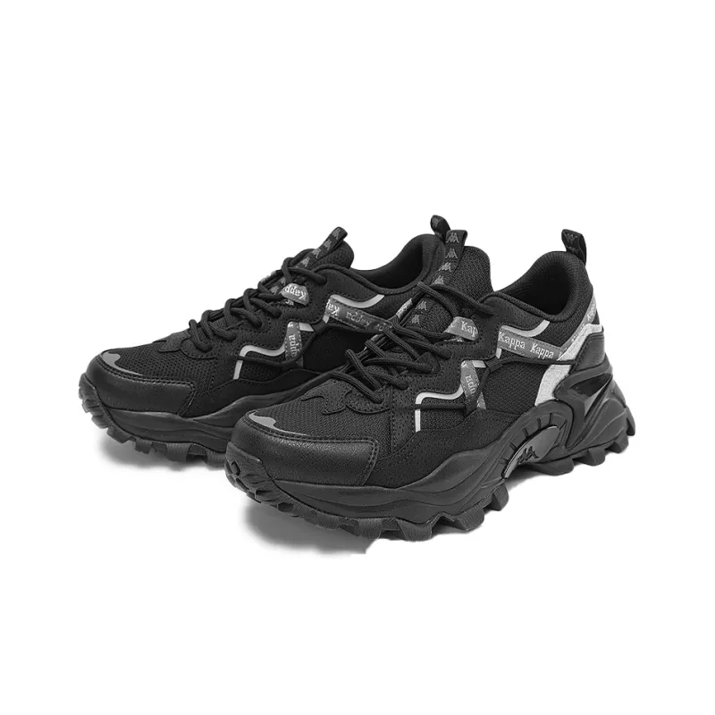 Kappa Cushioning Abrasion Resistant Height Increasing Support Low Top Chunky Sneakers Unisex Black Silver-2