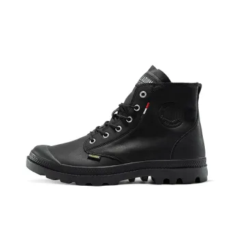 Palladium Pampa Hi Ul Leather II Anti Slip And Wear Resistant Breathable High Top Canvas Shoes Unisex Black