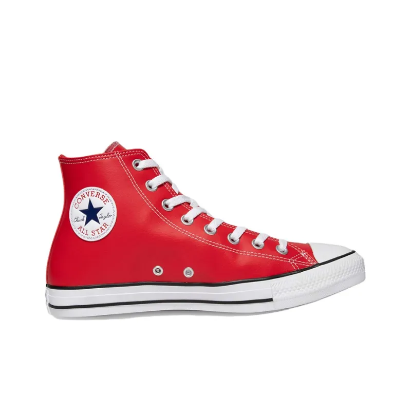Converse All Star Series Faux Leather Anti-Slip Wear-Resistant High-Top Canvas Shoes Unisex Red-1