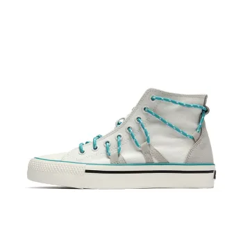 PONY Shooter Anti Slip And Wear Resistant Cushioning Breathable Coverage High Top Canvas Shoes Unisex White Gray