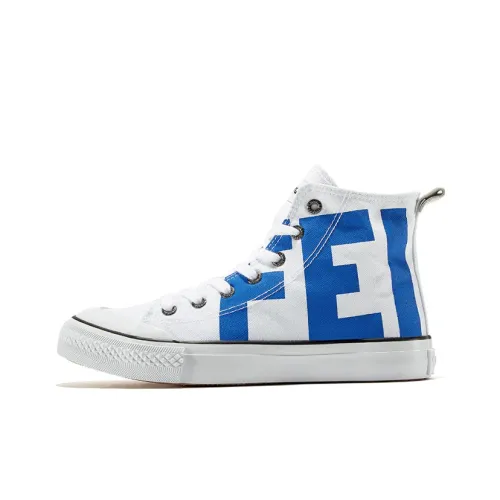 Feiyue Canvas Shoes Unisex High-Top White/Blue