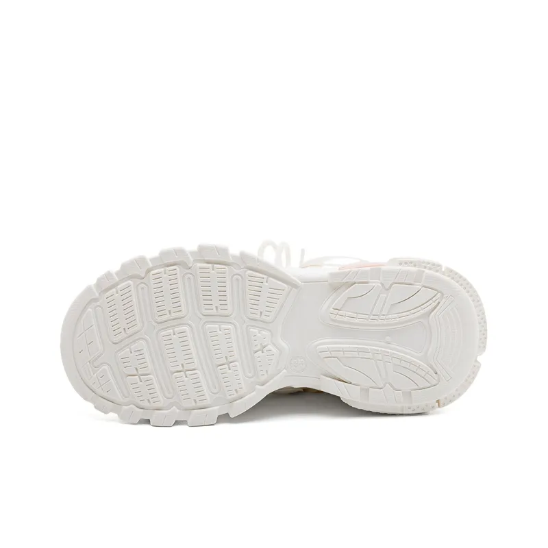 Warrior Cushioned Wear-Resistant Lightweight Slip-Resistant Low-Top Chunky Sneakers Women's Beige Pink-5