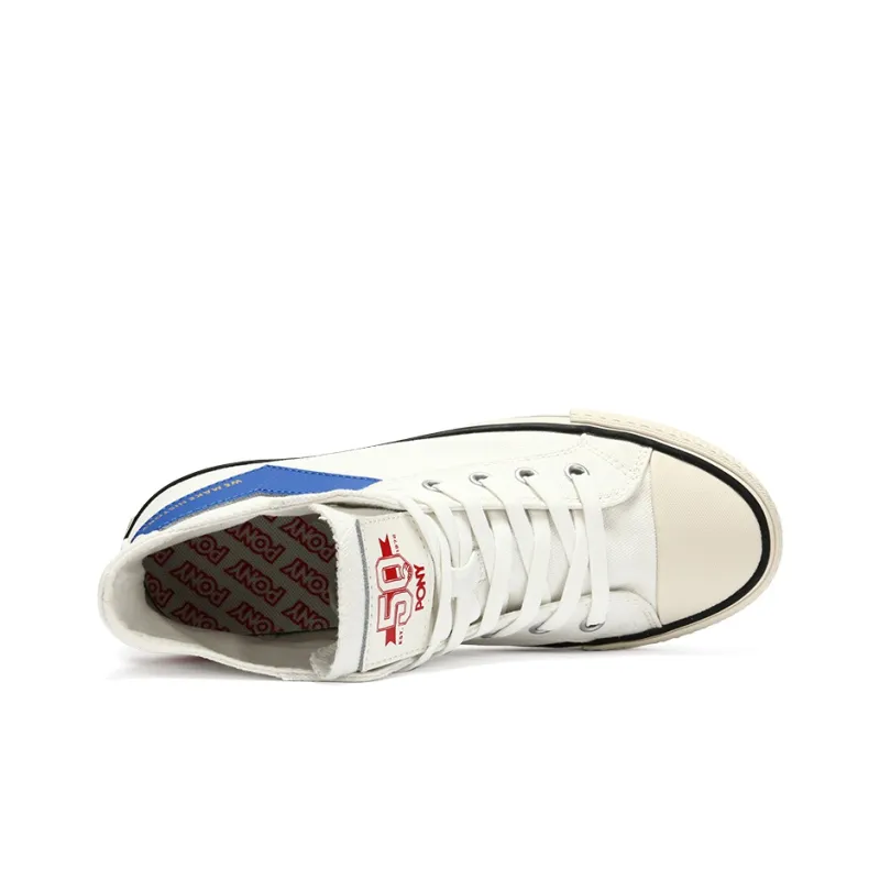 Pony Canvas Shoes Unisex High Top White/Royal Blue-2