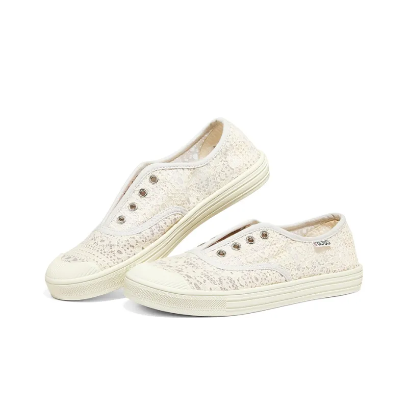 Skechers Wide Fit Anti Slip Wear Resistant Low Top Canvas Shoes Women's Ivory-2