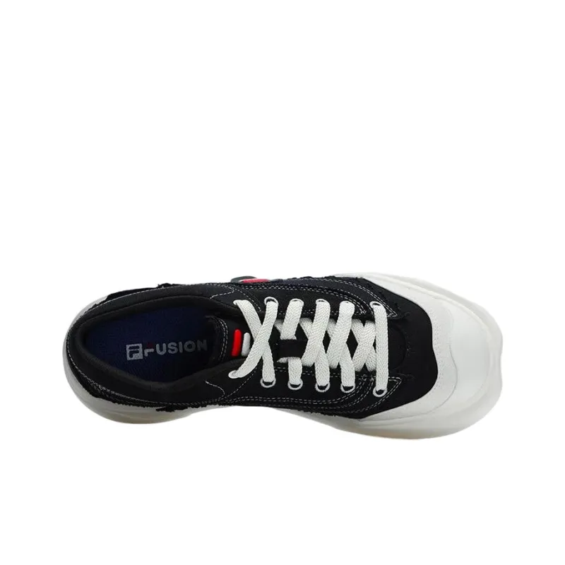 FILA FUSION CURVE Curve Anti Slip And Wear Resistant Lightweight Low Top Canvas Shoes Women's Black White-2