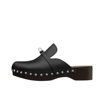 HERMES Carlotta Closed Toe Slippers Casual Shoes Women's Black