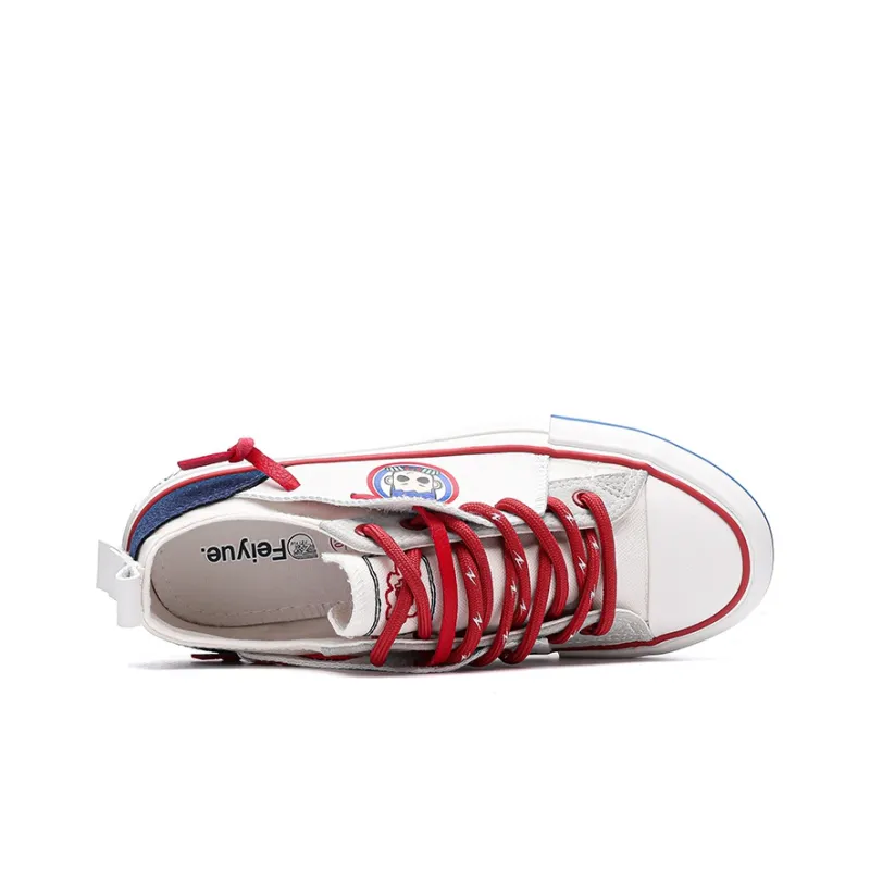 Feiyue Slip Resistant, Abrasion Resistant, Breathable Low Top Canvas Shoes Unisex White Red-2