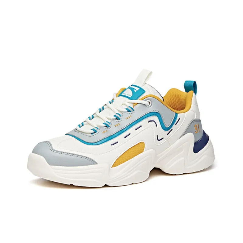 ANTA Chunky Sneakers Men Low Top White/Blue/Yellow-1
