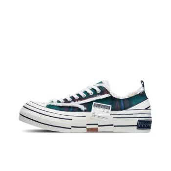 VESSEL Forrest Green Plaid Durable Breathable Low Top Canvas Shoes Unisex Green