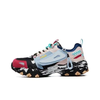 FILA FUSION Fellow Fellow Cushioning Anti Slip Wear Resistant Breathability Low Top Chunky Sneakers Women's Pink Blue