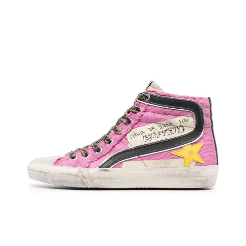 Golden Goose Slide Canvas Shoes Women's High-Top Pink