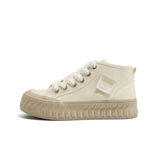 RENBEN Canvas Shoes Women's High-Top Beige