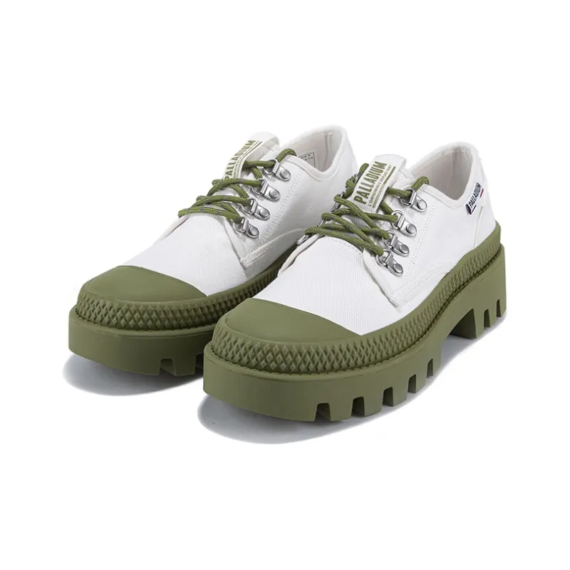 Palladium Pampa Anti Slip Wear Resistant Low Top Canvas Shoes Unisex Bright White Green-1