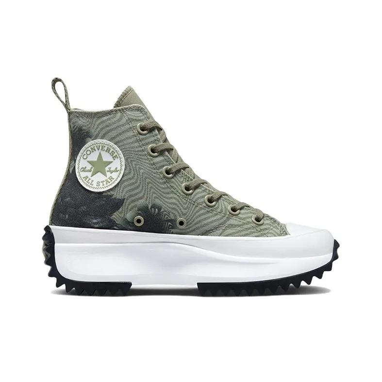 Converse Run Star Hike Platform Wear Resistant High Top Canvas Shoes Unisex Green-1