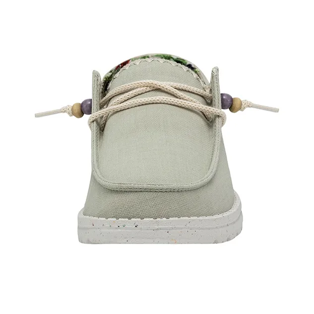 Heydude Canvas Shoes Women's Low Top Light Gray Green-4