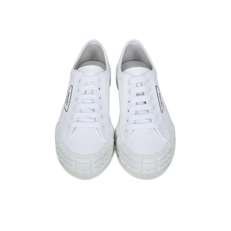 PRADA Low Top Canvas Shoes Men's White-3
