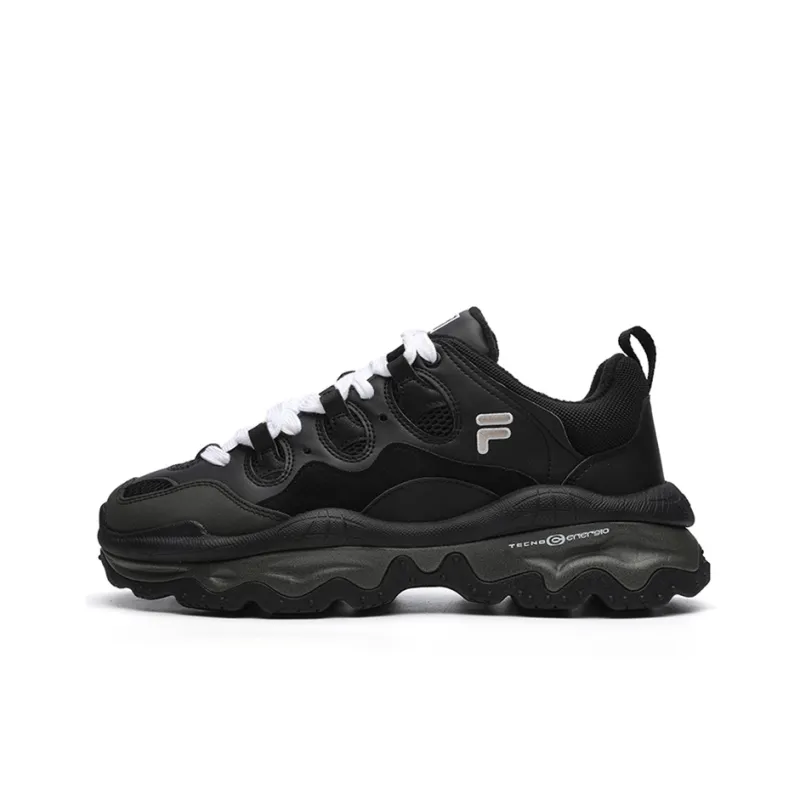 FILA FUSION QD96 Cushioning Anti Slip And Wear Resistant Low Top Chunky Sneakers Men's Black-0