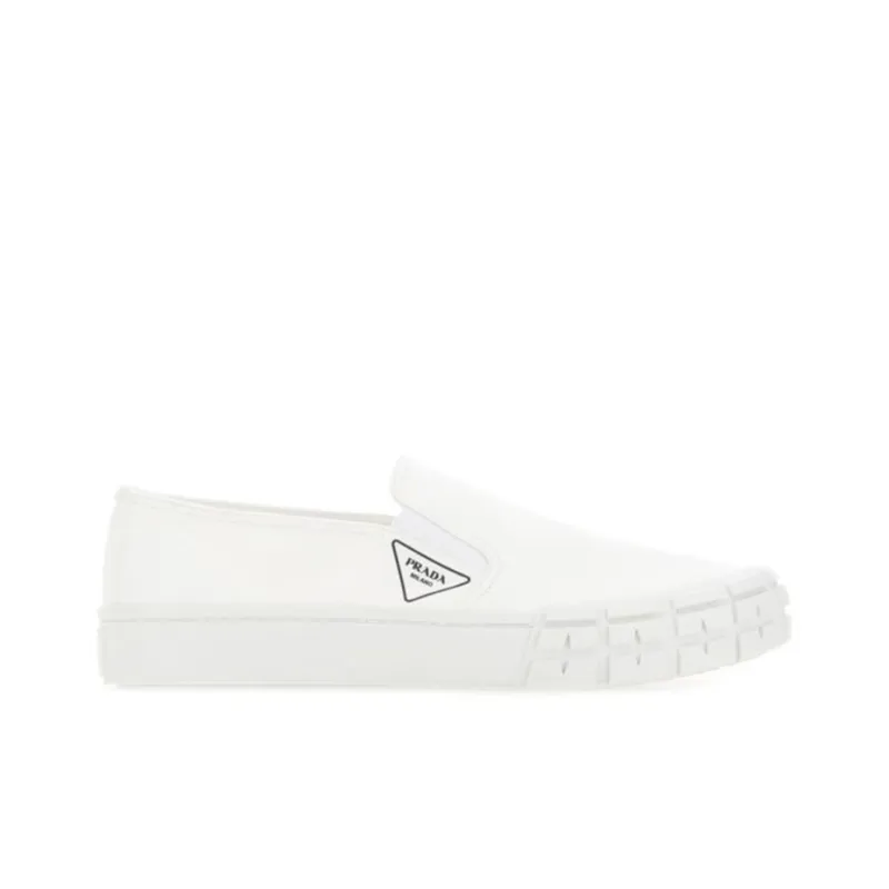 PRADA Cassetta Wheel Low Top Canvas Shoes Men's White-1