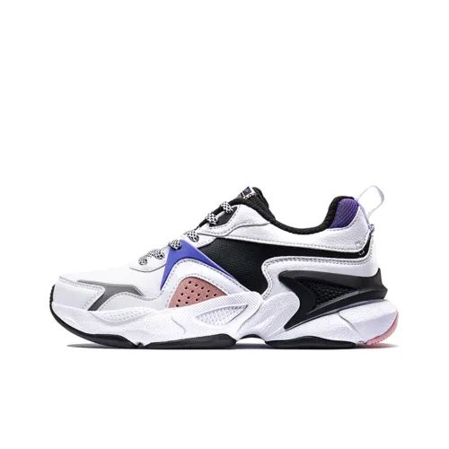 XTEP Abrasion Resistant Breathable Low Top Chunky Sneakers Women's White Black