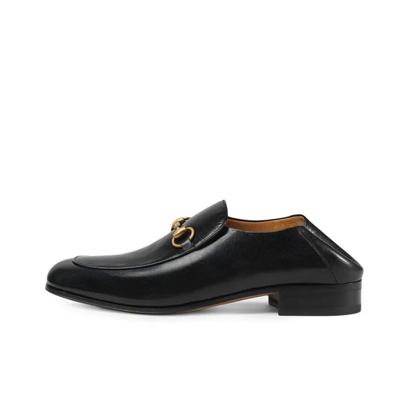 GUCCI Horsebit Slip On Loafer 'Gold-Tone Black Leather' Men-1