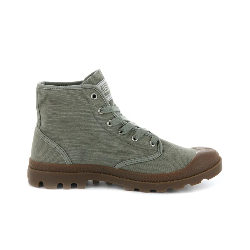 Palladium Pampa Hi Anti-Slip Wear-Resistant High-Top Canvas Shoes Unisex Green Brown-1