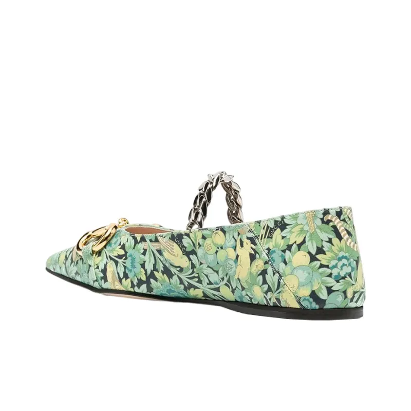 GUCCI Floral Horsebit Ballerina Shoes-4