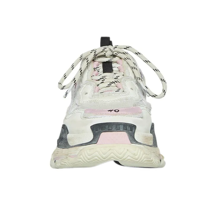 Balenciaga Triple S White Pink Pre Distressed Women's-2