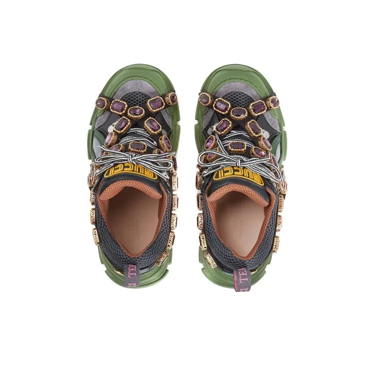 GUCCI Women's Flashtrek Crystals 'Green' Women's-3