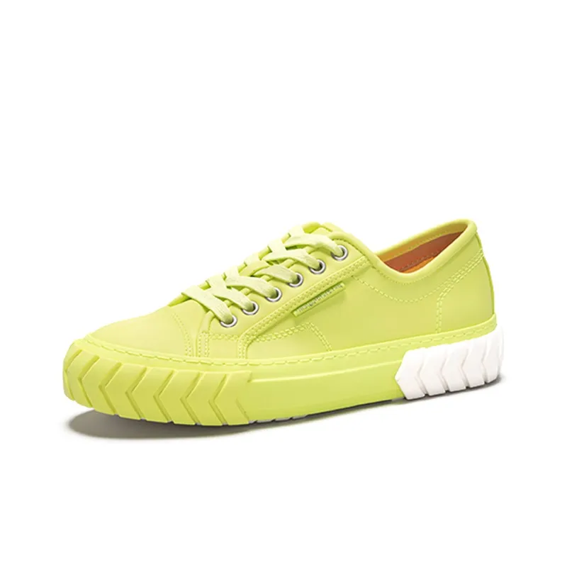 Both Tyres Low Top Canvas Shoes Unisex Neon Yellow-2