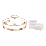 Roman Numeral Bangle+Small Round Pendant Bracelet+Rose Box