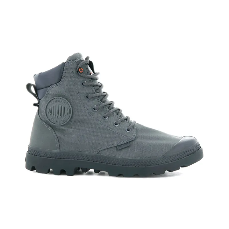 Palladium Pampa Sc Recycle WP+N Anti-Slip And Wear-Resistant Water-Resistant High-Top Canvas Shoes Unisex Gray-1