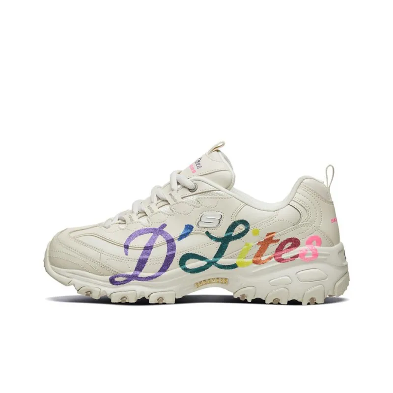 Skechers D'LITES 1.0 Cushioned Anti Slip Wear Resistant Breathable Lightweight Low Top Chunky Sneakers Women's Natural-0