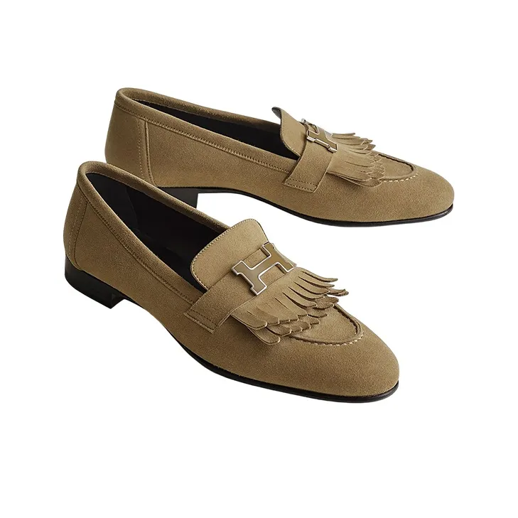 HERMES Royal Loafers Women's Brown-2