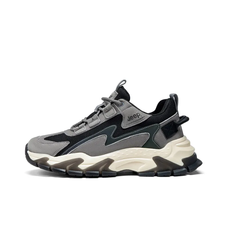 Jeep Wear Resistant Low Top Chunky Sneakers Men's Gray-0