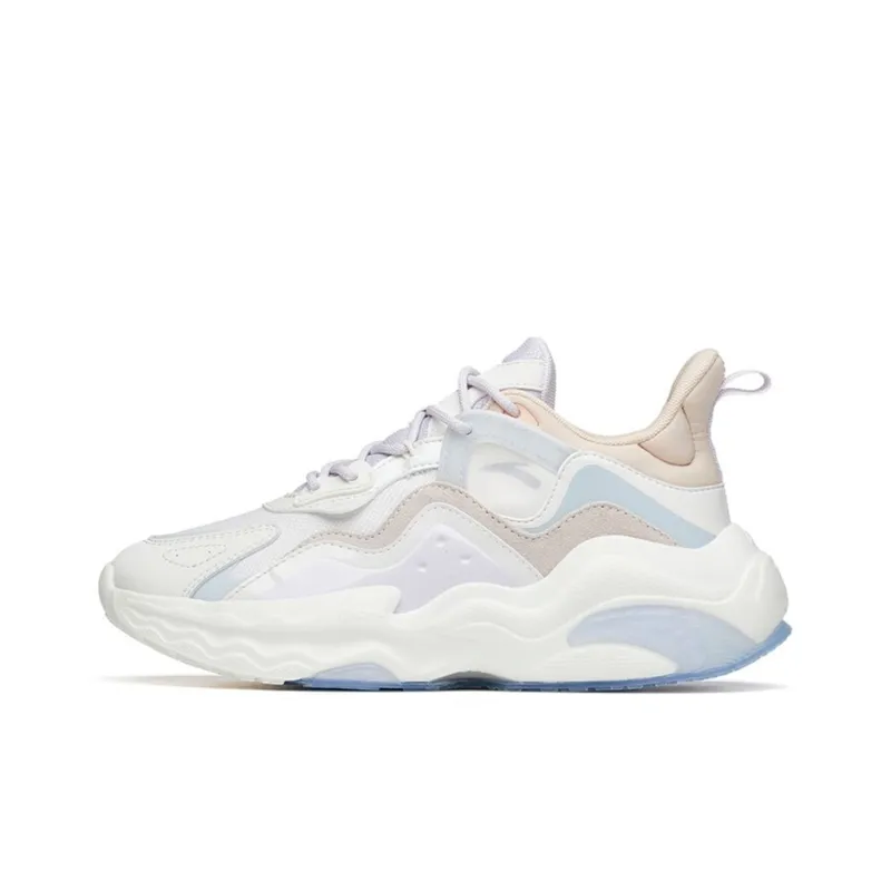 Anta Life Collection Cushioning Anti Slip And Wear Resistant Low Top Chunky Sneakers Women's White Purple-0