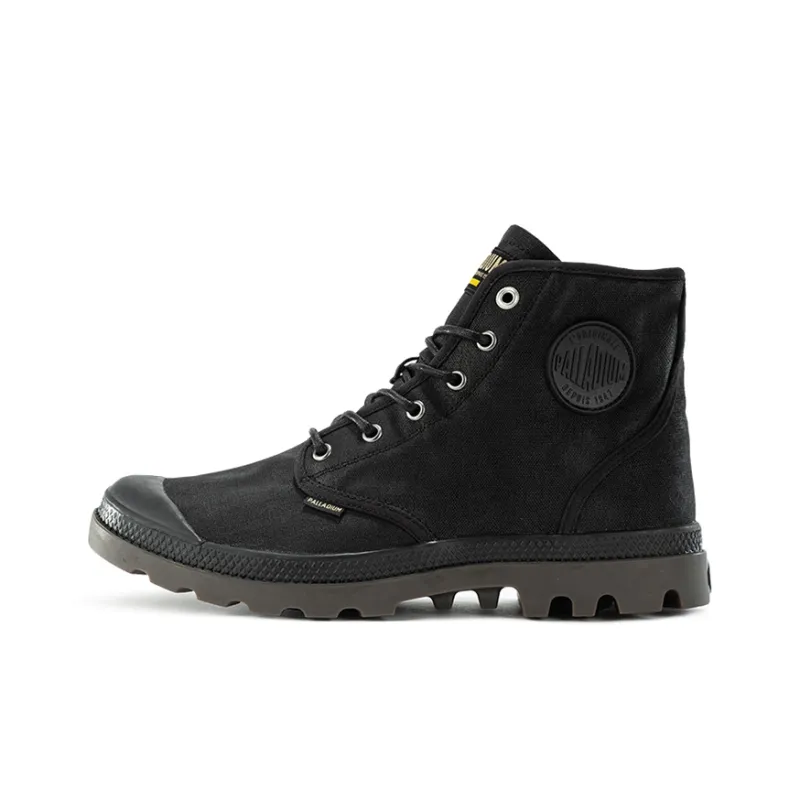 Palladium Pampa Anti Slip Wear Resistant Breathable Water Resistant Cushioning High Top Canvas Shoes Unisex Black-0